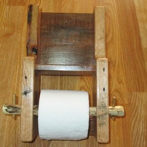 Wooden Toilet Paper Holder Primitive With Shelf